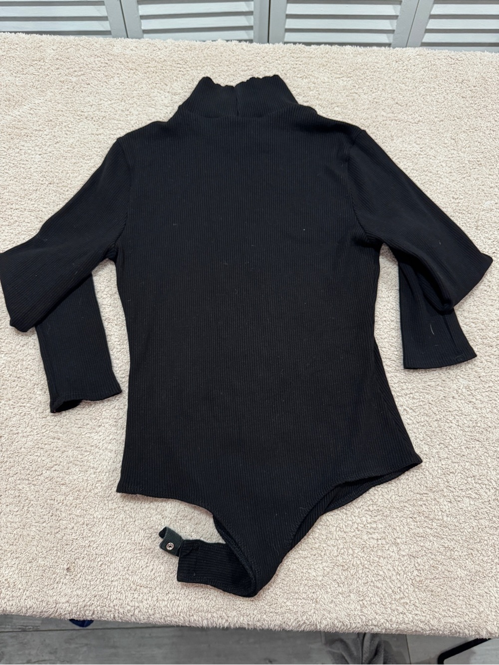 Lulus Basics Black Ribbed Long Sleeve Bodysuit Size L
